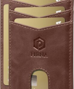 PIRNA Porte-Cartes de Crédit pour Homme en Cuir Ciré | Protection RFID | Portefeuille Slim Fin Élégant et Minimaliste Ma