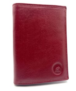 Charmoni Portefeuille Homme Rouge - Protection Anti RFID - 3 Volets - Cuir