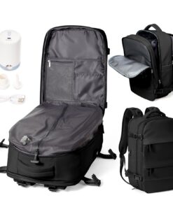 WEPOET Sac à dos voyage imperméable avec airbag et compartiment à chaussures Homme Femme(Noir) WEPOET Sac à dos voyage