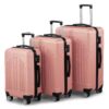 Valises LALAHO Set de 3, Grande Taille & Cabine, ABS+PC, Roulettes Pivotantes 360°, Design Bicolore Contrasté (Or Rose),