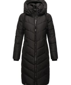 Navahoo Manteau d'hiver chaud et long matelassé pour femme avec capuche amovible - Crème XS-6XL