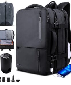 Sac à Dos Extensible 35L Pour Voyage en Avion - Hommes, Imperméable, 17 Pouces PC, Pompe Incluse