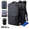 KINGSLONG Sac à dos sous-vide 46L pour voyage hommes voyage d'affaires imperméable à l'eau noir extensible avec pompe 19