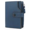 HNOOM Portefeuille Homme RFID Bloquant avec Porte Monnaie Zippé, Verticale en Cuir PU avec 17 Portes Carte (Bleu)
