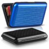 PYEUIFT 2 Pièces Porte-Carte en Aluminium pour Hommes et Femmes - Protection RFID, 6 Slots, Bleu/Noir