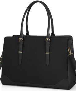 IGOLUMON Sac à main Femme PU Cuir Grande Capacité Imperméable 15.6 Pouces Cabas pour Femme Sac de Cours Bandoulière Noir