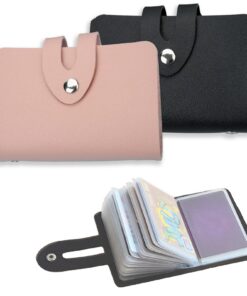 HANIUTTY Portefeuillement 2Pcs Bleu Cuir Minimliste pour Femmes et Hommes - 24 Fentes Porte-Carte de Créditesign Épuré