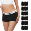 Libella Boxer Femme Coton Shorty Shorts Caleçons Femmes Lot de 6 - Blanc, Élasticité, Comfortable pour la Journée et la