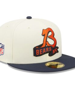 New Era Casquette 59Fifty Chicago Bears | Casquette de baseball cjap | Taille 7 3/8 (58,7 cm) Blanc crème
