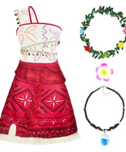 Déguisement Vaiana Filles Halloween, Robe Princesse Moana Épingle Cheveux Fleurs Couronne, Costumes Halloween Princesse