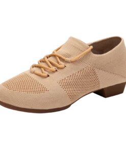 Chaussures de danse en salle pour femme - Maille respirante avec talon bloc - Semelle souple et large