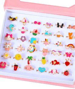 Bagues Hifot Filles 36 Pièces Papillon Licorne Cadeau Fête Accessoire Robebijou Réglable Boîte Inclus
