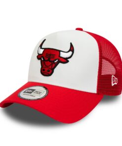 New Era Chicago Bulls NBA Team Colour Blanc Rouge A-Frame_adjustable Trucker Cap pour Hommes Femmes