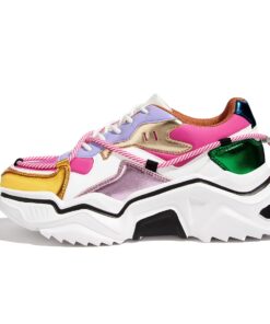 LUCKY STEP Baskets Chaussures Chunky Dad Rétro Femmes Plateforme Couleurs Blocs Utilisables en Everyday Promenades Mode