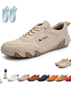 lovewlvncm Chaussures de marche en cuir italien faites à la main pour femmes, imperméables et antidérapantes, confortabl