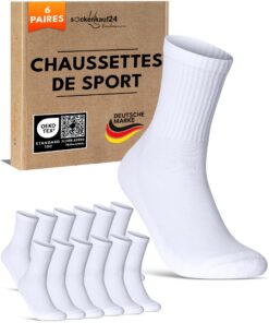 Chaussettes de Sport sockenkauf24 Homme Lot de 6 Paires Chaussettes de Tennis Respirantes et Renforcées OEKO-TEX STANDAR