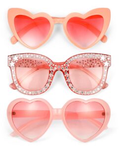Lunettes de Soleil Coeur Rose Hifot 3PCS Femmes Festifs Carnaval Événements
