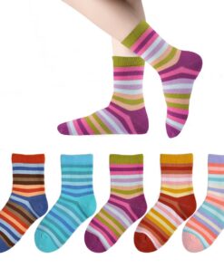 Chaussés en coton Marchare sans couture Girls Crew 5 Pack rayures arc-en-ciel pour enfants chaussettes décontractées esc