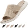 Sandales ZDQ Femme Été Confortable Orthopédique Legere Chaussures Plate Beige 37