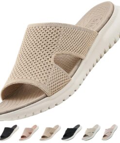 Sandales ZDQ Femme Été Confortable Orthopédique Legere Chaussures Plate Beige 37