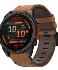 Bracelet en cuir Garmin Fenix 8 47mm + Compatible + Taille 22mm QuickFit + Équipmentiers sportifs + Montagne + Durabilit