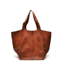 Nicole & Doris Sac Cabas Femme Élégant Souple en Cuir Classique Vintage En Cuir Pliable Brun Shopping Bag ''Fourre-T