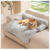 Panier pour Chien Déhoussable et Lavable Gris Clair - Grande Taille Coussin Anti-Stress Protection Canapé 90x80cm Matela