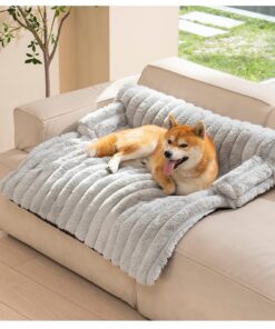 Panier pour Chien Déhoussable et Lavable Gris Clair - Grande Taille Coussin Anti-Stress Protection Canapé 90x80cm Matela