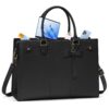 Sac à main Rainsmore Noir PU Cuir Femme pour Étudiante avec Ordinateur 15,6 Pouces
