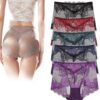KURTIK Sous-Vêtements en Dentelle Creuse Sans Couture pour Dames, Culottes Séduisantes 5 Pièces (Tailles B, XL)