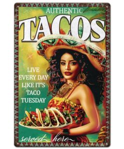 Tacos Plaque Metal Vintage Décoration Murale Cuisine