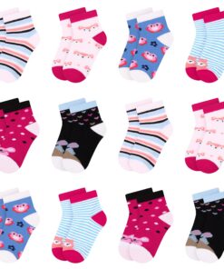 Libella 12 paires chaussettes enfants filles en pois et rayures chaussettes colorées 2108VA pour//$Libella 12 paires cha
