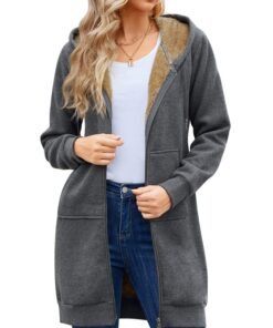 Nardeer Veste Polaire Femme Blouson Hiver Chaude avec Capuche et Poches