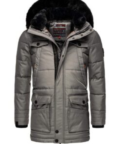 Veste d'hiver Navahoo Luaan pour homme, capuche amovible en fourrure synthétique, S-3XL, gris