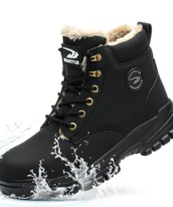 Chaussures de Sécurité Hiver NACKIN Hommes Femmes Embout Acier Protection Antidérapantes Imperméables Doublées Chaudes
