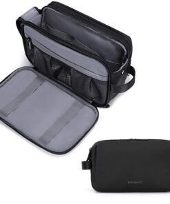 Bagsmart Accessoires de Toilette Homme Voyage Imperméable Double Fermeture Éclair Noir M Bagsmart Sac de Rasage Homme Vo