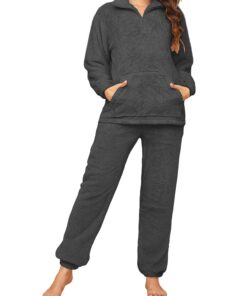 Pyjama Femme Hiver Chaud et Doux Ensembles Poches Zippé Global Recycled Standard