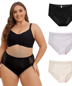Culotte Grande Taille Dentelle Légers Lot de 3 Taille Haute sous-vêtements Femmes OEKO-TEX