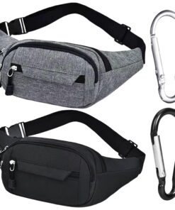 HDGSAFD Sac banane sport Noir - Multi-poches et réglable pour sport et extérieur