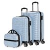 Valises de Voyage Numada Bleu Clair et Sac de Toilettage, Moyennes, Rigides 4 Roues, ABS, Robustes et Légères