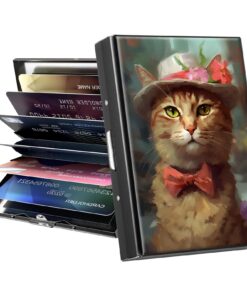 RFID Blocker Credit Card Holder Minimaliste Pour Tous Les Âges Aquarelle Chats