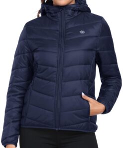 MoFiz Doudoune Légère pour Femme en Hiver, Veste Matelassée Pliante avec Capuche et Poches pour Ski et Activités Outdoor