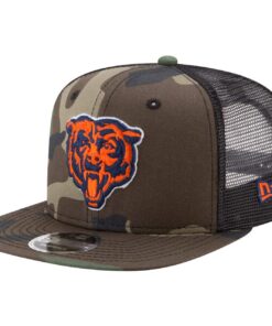 New Era 9Fifty Mesh Snapback Cap Chicago Bears Wood Camo Bleu et Gris NFL Fenêtre de Concours Célébrités Américaines_tra