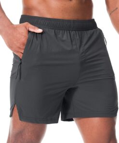 Danfiki Short de Sport Séchage Rapide Homme pour Cour avec Poche Zippée