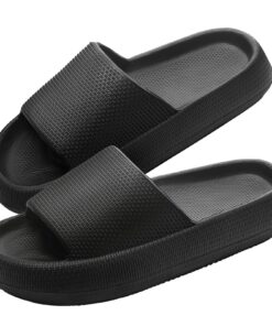 Claquettes AMZHOTER Homme Femme Confortables Antidérapantes Noir Rose