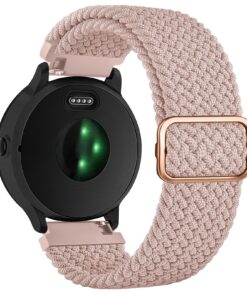 Bracelet Wanme Compatible Garmin Vivoactive 5/Venu/Venu 2 Plus, Élastique en Nylon Tressé Réglable, Rose - Noble Prix -