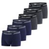 JACK & JONES Lot de 6 boxers homme en coton extensibles style rétro noir/rouge/vert/bleu/gris tailles S/M/L/XL/XXL/3XL/4
