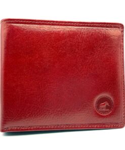 Charmoni Portefeuille Homme Classique - Cuir Vachette Rouge - Protection RFID Blocage - Porte Carte Monnaie - Paysage It