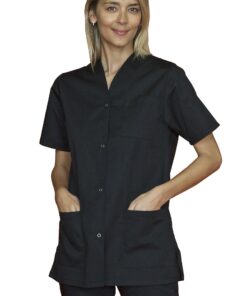 SNV Tunique médicale femme manche courte col V fermeture par boutons pressions uniforme médicale professionnelle