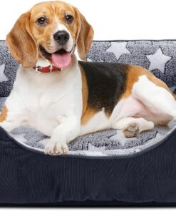 FURTIME Lit Canapé pour Chien Dehoussable Lavable Doux et Confortable Antidérapant Noir M(63x53x20cm)